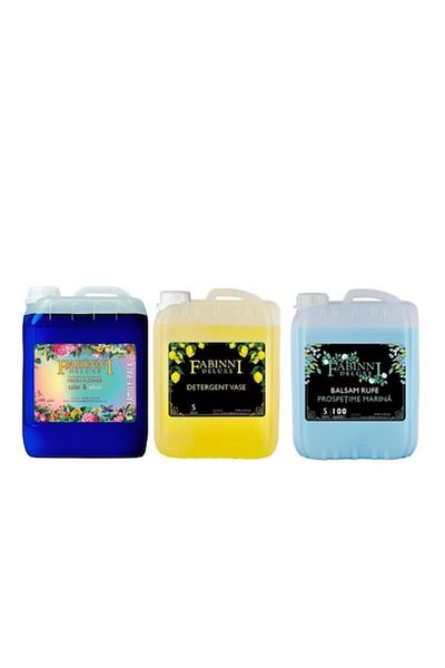 Fabinni Deluxe Detergent automat de rufe + Detergent pentru vase + Balsam de rufe