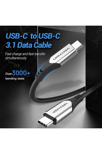 Vention USB-C to USB-C 3.1 Cable 1M 60W 5Gbps 4K Video Output for iPhone 15/Pro/Plus/Pro Max/Macbook