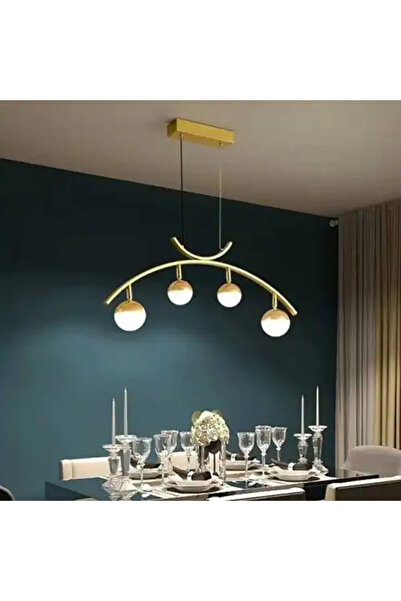 LED CONCEPT Gold LED chandelier, linear, 20W, natural light, 70x29x100cm