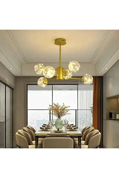 LED CONCEPT Gold LED chandelier, asymmetrical, 40W, warm light, 94x94x70cm