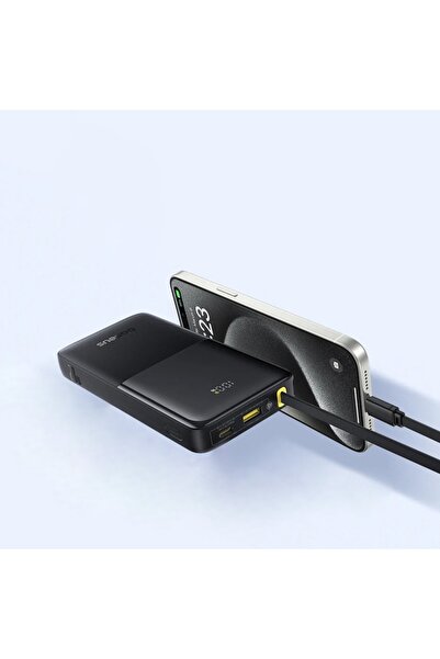 Baseus Bipow 2 External Battery, 10000mAh, built-in USB-C cable, 20W, Black