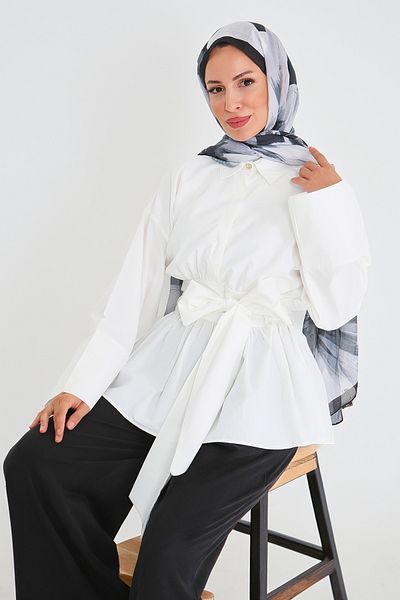 TOFİSA Waist Tunic White - 27550