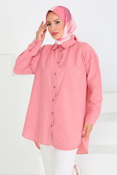 TOFİSA Single Pocket Shirt Rose - 27087
