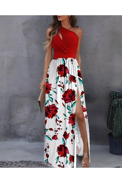 Kokosh moda Women S Elegant One Shoulder Long Evening Dress – Sleeveless, Stylish Design |   For Evening & Cocktail & Special Events