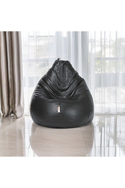 fluffy Black leather bean bag - comfort and elegance in every corner of your home