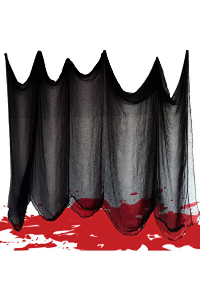 Bezvill Pânză înfricoșătoare de Halloween, Negru, Bumbac, 200 x 1000 cm