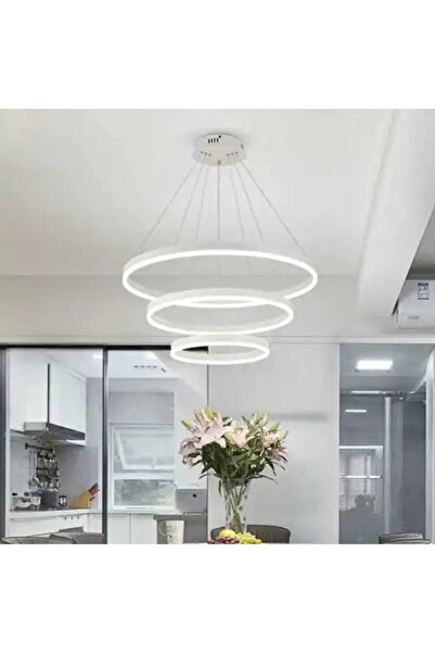 LED CONCEPT Lustra LED cu 3 tipuri de lumina si telecomanda, alba, rotunda, 144W, dimabila, 60x60x100cm