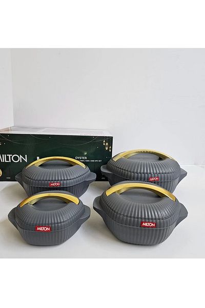 Milton Milton 4-Piece Food Container Set with Stainless Steel Inner and Heat-Resistant Rim