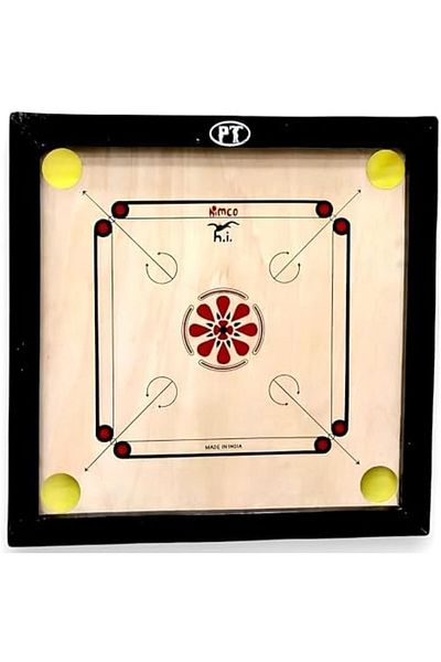 HIMCO 18-Inch Wooden Carrom Board Set with Coins and Striker