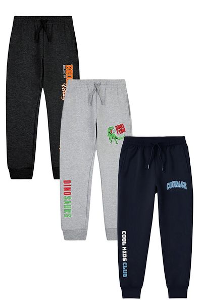 FYK KİDS 3-Piece Boy's Printed Detailed Pocketed Legs Elastic Track Pants
