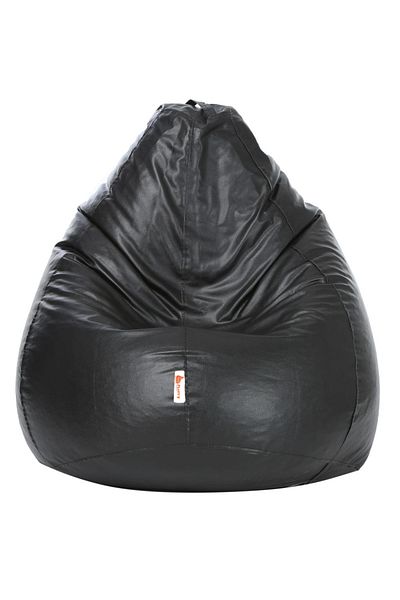 fluffy Black leather bean bag - comfort and elegance in every corner of your home