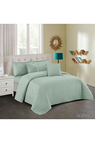Roshen Plain double quilt set - 6 pieces - quilt 250 x 230 cm - full sheet 200 x 200 + 30 cm