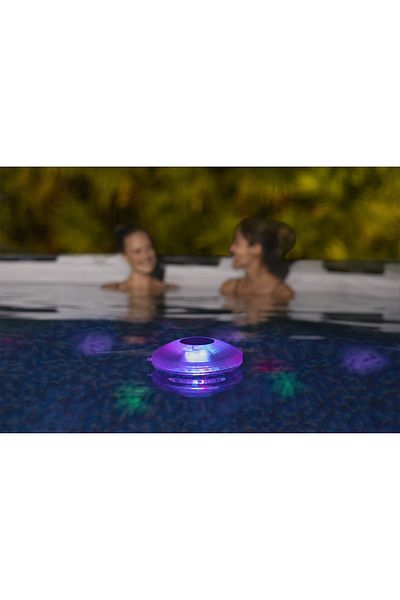 SERSIMO Bestway FloatBright LED floating pool light, 4 colors, 7 modes, operates on 3 AA batteries