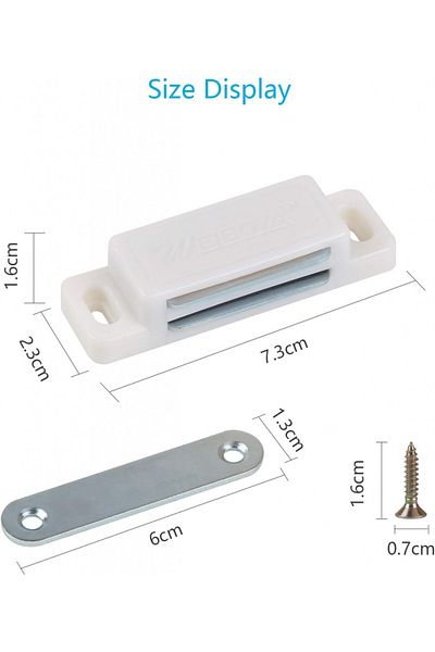 Chifoom Set of 4 magnetic cabinet locks Chifoom, ABS/metal, white/silver, 7.3 x 2.3 x 1.6 cm