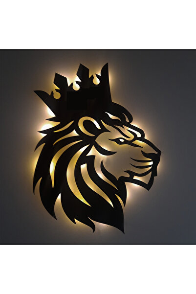 Lucenda Led Işıklı Yan Portre Aslan Figürlü Tablo Duvar Dekorlu Gece Lambası