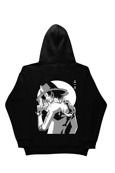By Caspita Fashion Lenithra One Piece Luffy Anime Back Printed Unisex Oversize Black Hoodie