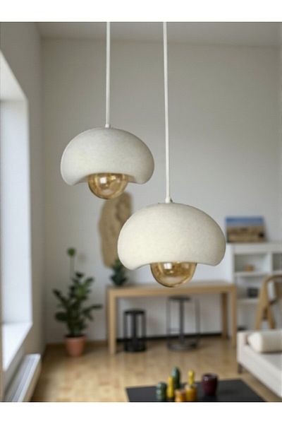 CESSTORE Luna Curve Modern, 2-Piece Pendant Lamp Glass Globe Chandelier for Living Room and Kitchen, Rustic Bulb Gift