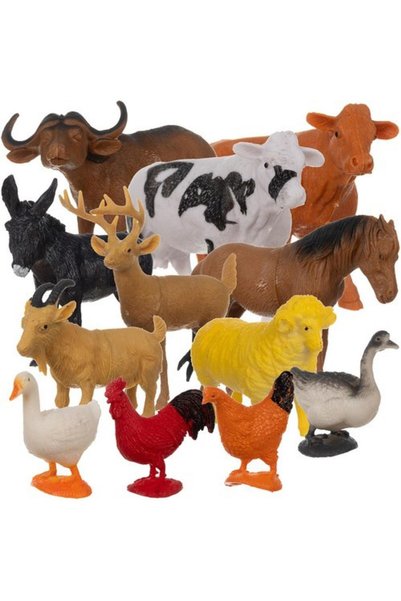 KRUZZEL Set 12 figurine Animale de la ferma, din plastic