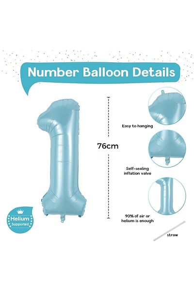 PARTİAVM 1 Year Old Blue Number Birthday Balloon Set Hero Dogs and Party Decor with Paw Pattern and Balloons