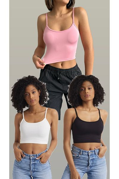 The Base Women's Advantage 3 Pack Crop Top with Rope Strap