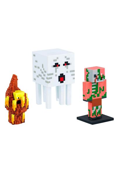MINECRAFT 3D Toppeez Figure and Pen Head 3 Pack - Ghast - Zombie Pigmen - Blaze