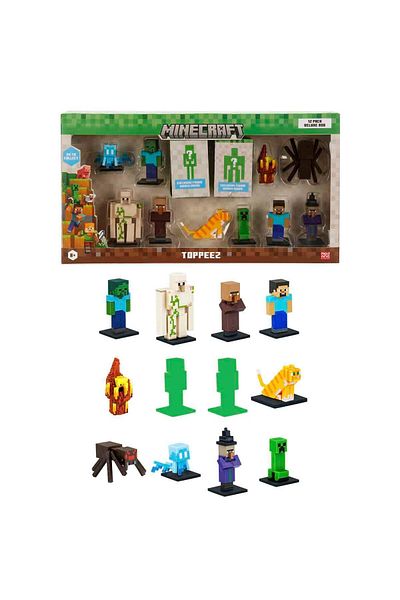 MINECRAFT 3D Toppeez Figure and Pen Head Deluxe Set of 12 - Set with Spider