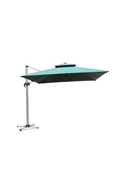 Living Accents مظلة معلقة مقاومة للصدأ وقابلة للسحب بقاعدة من الرخام 3 × 3 متر