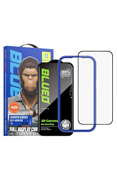 BLUEO Folie de sticlă pentru iPhone 16 Pro, ecran complet 3D cu margini curbate AR, anti-șoc, anti-amprentă, neagră