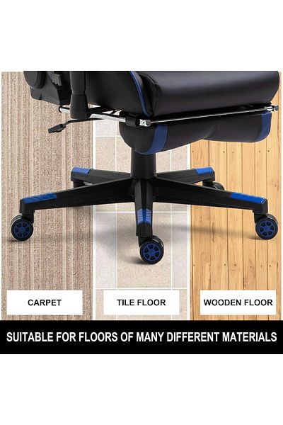 TIANSHU Set of 5 office chair casters, polyurethane/metal, blue/black, 60 x 54 x 83 mm