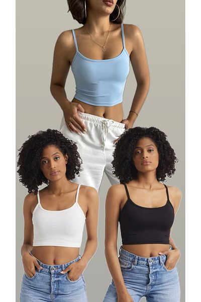 The Base Women's Advantage 3 Pack Crop Top with Rope Strap