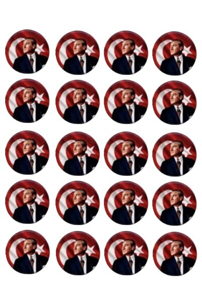Kağıtay 20 Adet Atatürk Rozeti-Türk Bayraklı Atatürk Rozeti
