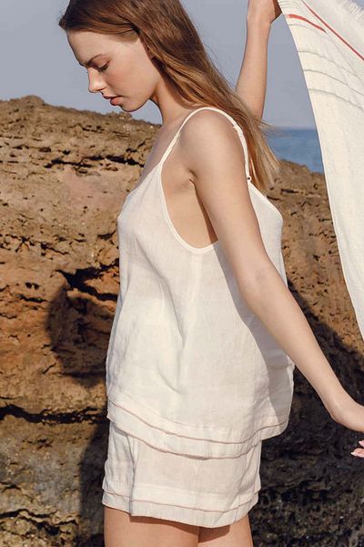 JOJOMIA Lole Strap Women's Blouse Cream-Salmon