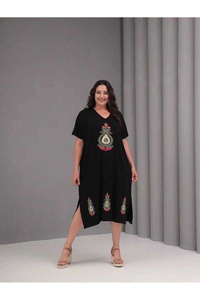 Esina Viscose Oversize Dress Embroidered