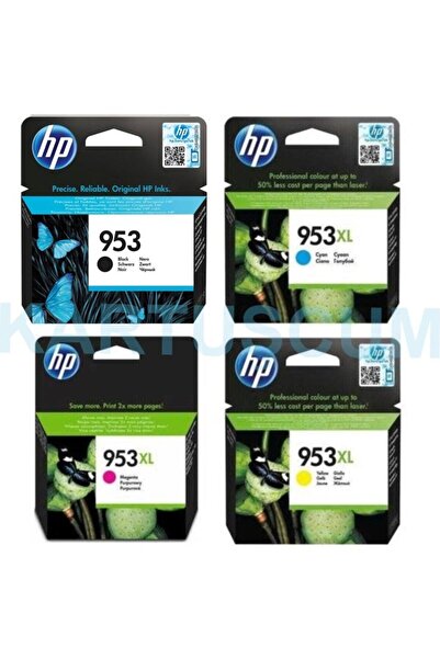 HP 953 + 953XL Sarı Kırmızı Mavi Siyah Kartuş Seti - Officejet Pro 7720/7730/7740/8210