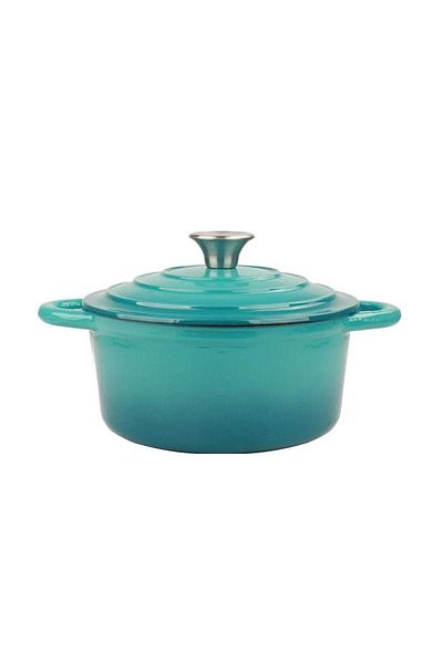 VAV GET Healthy and Safe, Non-Stick Enameled Cast Iron Dutch Oven Casserole – Blue Green
