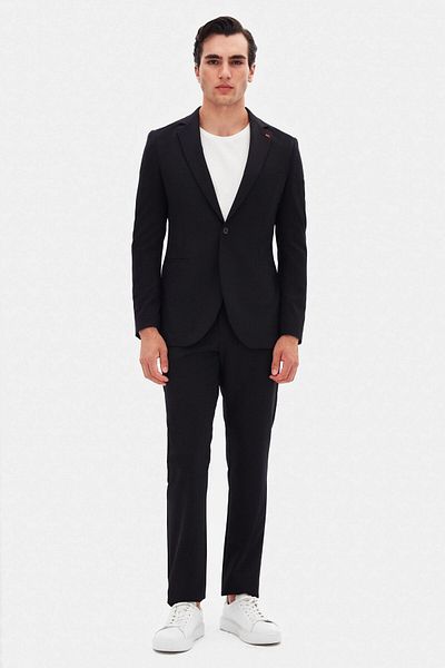 Twn Slim Fit Black Straight Suit