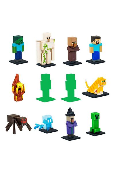 MINECRAFT 3D Toppeez Figure and Pen Head Deluxe Set of 12 - Set with Spider