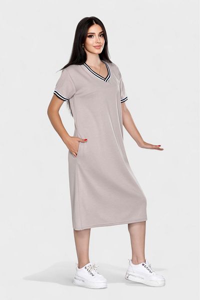 Pollux Women's Plain Stylish Casual Long Modal Fabric V Neck Dress with Pockets