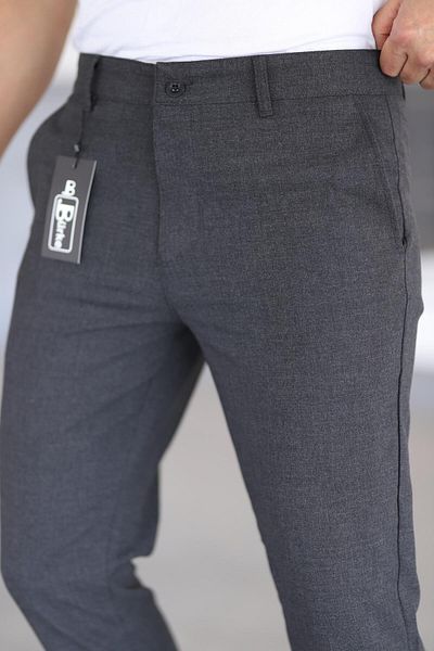 Bürke Men's Anthracite Color Italian Cut Slim Fit Fabric Trousers