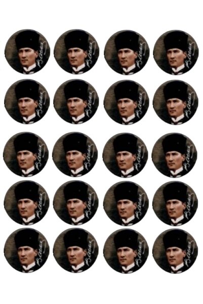 Kağıtay 20 Adet Atatürk Rozeti-Kalpaklı İmzalı Atatürk Rozeti