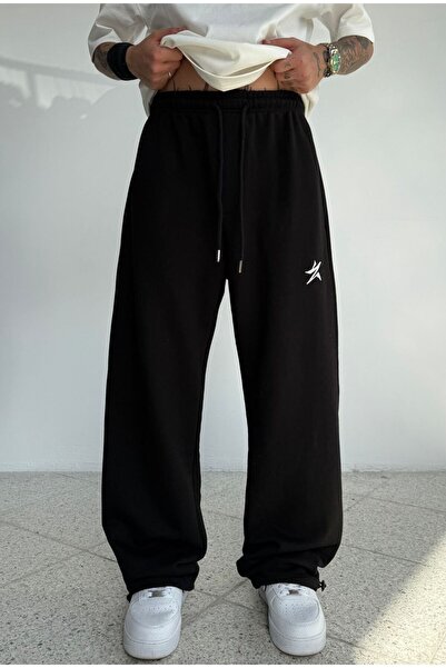 zaee Star Nakışlı Her Mevsim Giyilebilen Ayarlanabilir Paça Bol Eşofman Altı