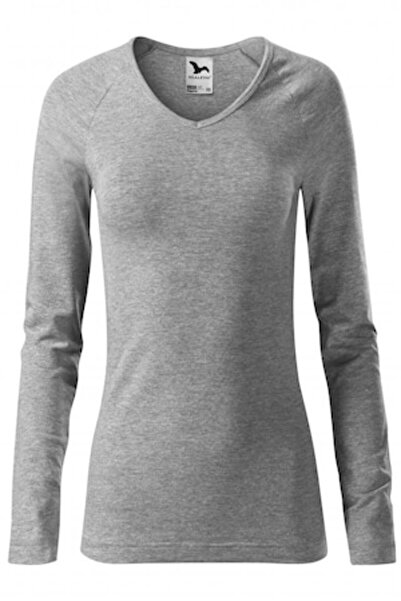 Malfini Tricou pentru dama cu maneca lunga Elegance, gri inchis, marime L