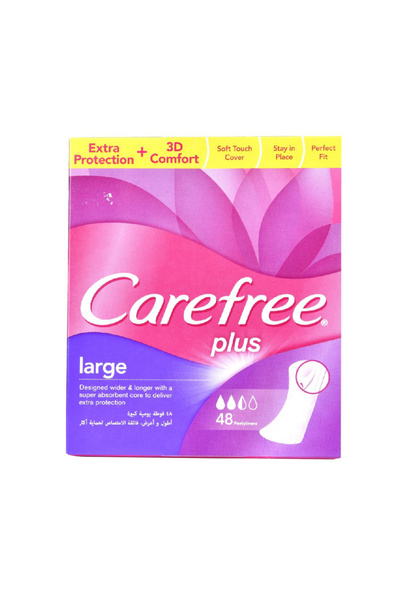 Carefree بطانات يومية كبيرة، 48 فوطة + 8 فوطة مجانية