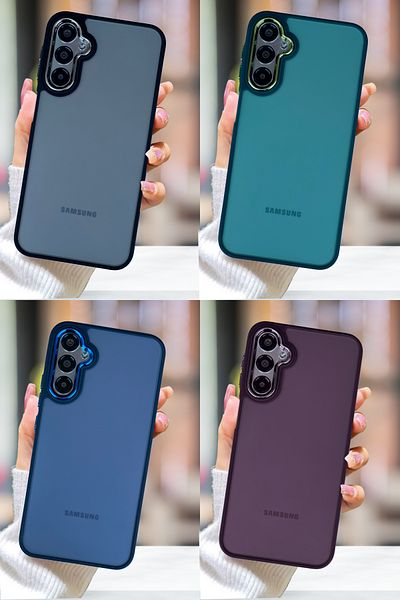 Fibaks Samsung Galaxy A34 Case Metal Frame Colorful Frosted Transparent Cover with Sensitive Button