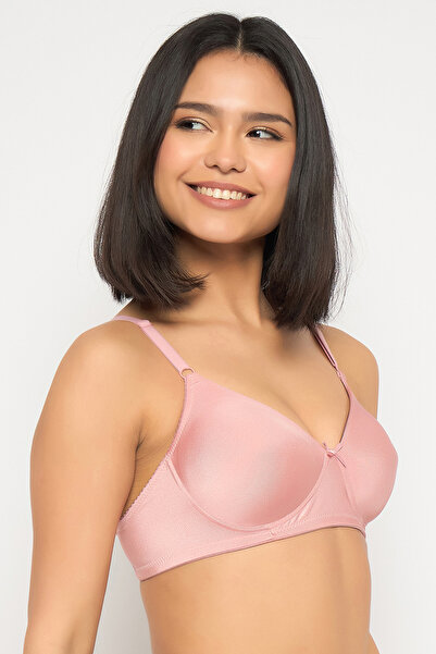 Clovia Padded Non-Wired Full Coverage T-shirt Bra in Light Pink