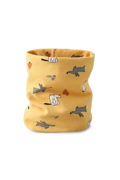 KERNOWSUN Children's rolled collar scarf, dog model, yellow,