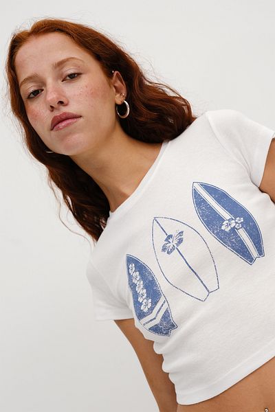 Addax Printed Crop T-Shirt P1830