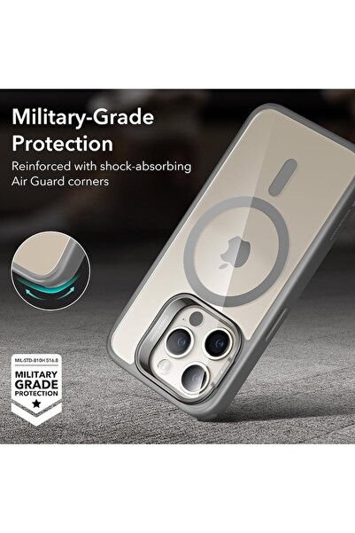 ESR Case for iPhone 15 Pro, Classic Hybrid HaloLock Kickstand Y29, Polyurethane, Clear Grey