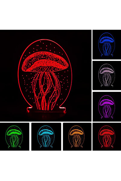 GÜMRÜK BEY 3D Dokunmatik LED Gece Lambası – Pilli & USB Bağlantılı Renk Değiştiren Masaüstü Deniz Anası Şekilli