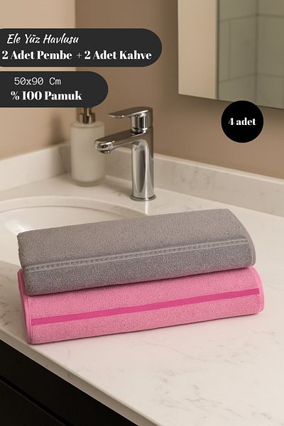 MixCotton Home 100% Cotton Hand Face and Hair Towel 4 Pack 50X90 cm